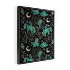 Cowboys and Cacti - black and dark turquoise  Framed Canvas Print Gallery Image 2