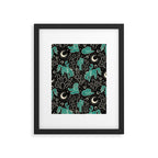 Cowboys and Cacti - black and dark turquoise  Framed Art Print Gallery Image 6