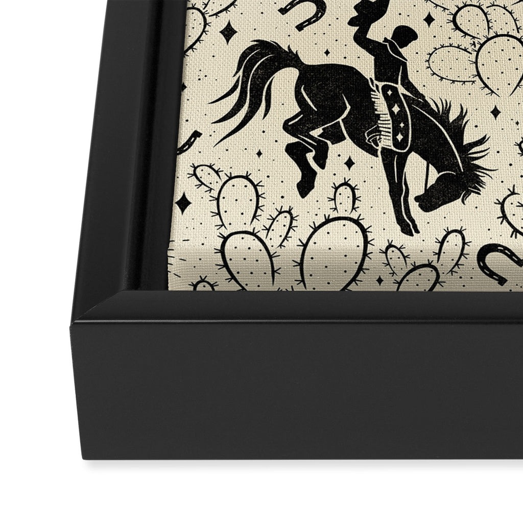 Cowboys and Cacti - cream and black Framed Canvas Print Gallery Image 3