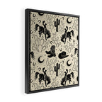 Cowboys and Cacti - cream and black Framed Canvas Print Gallery Image 2