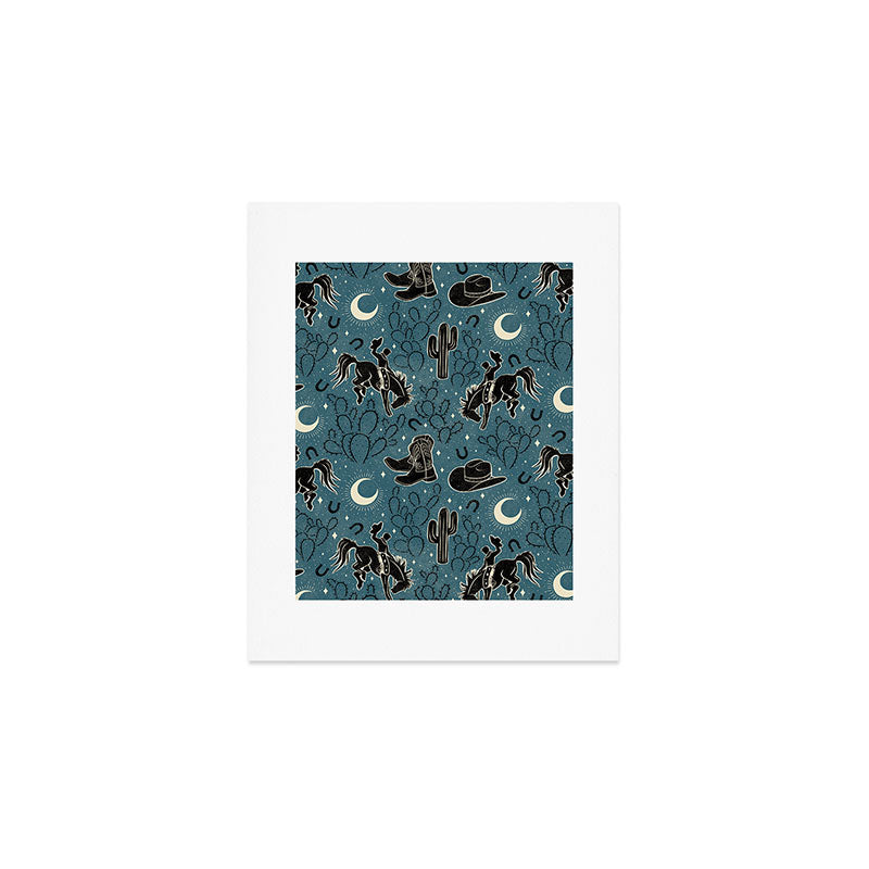 Cowboys and Cacti - midnight Art Print Gallery Image 1