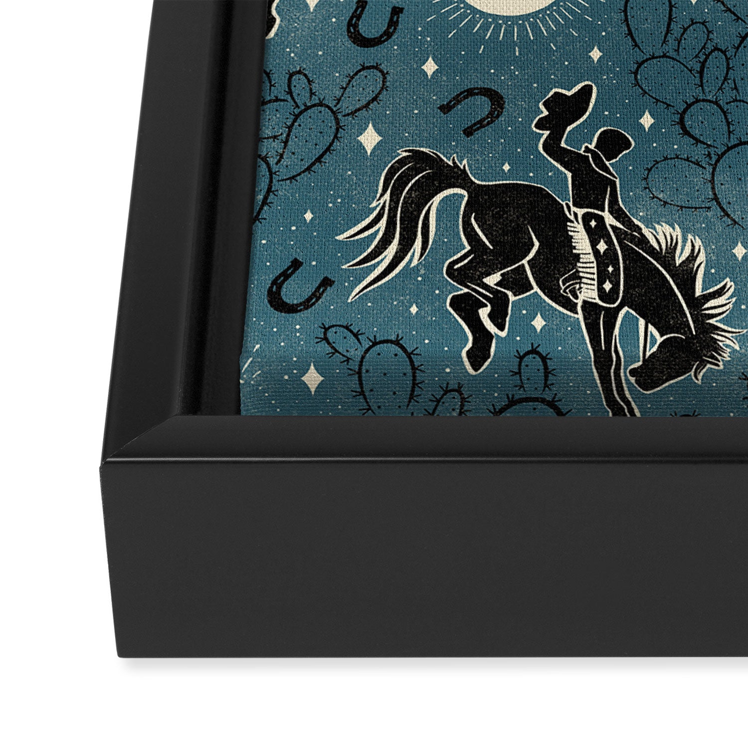 Cowboys and Cacti - midnight Framed Canvas Print Gallery Image 3