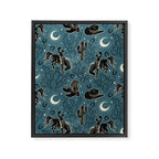 Cowboys and Cacti - midnight Framed Canvas Print Gallery Image 8