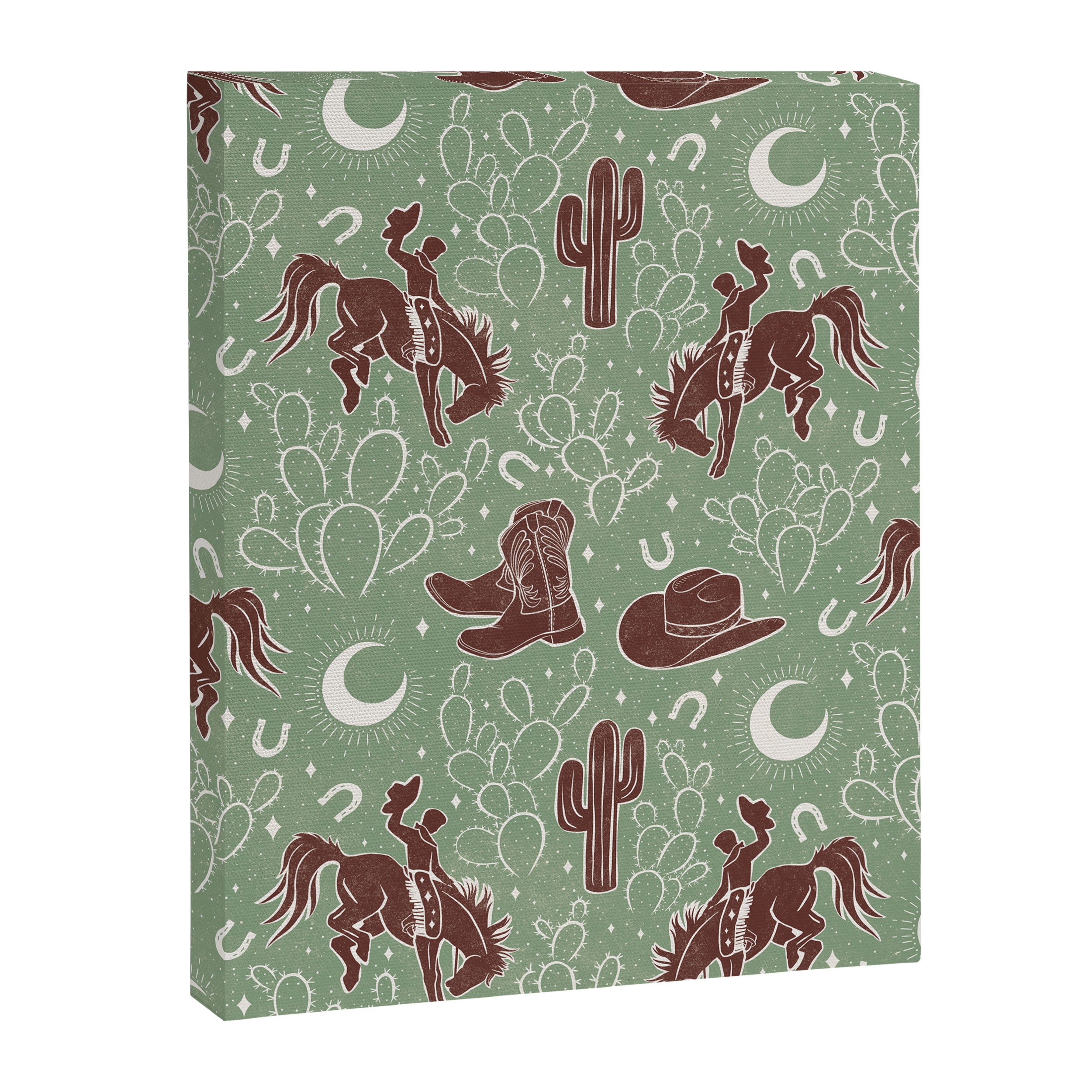 Cowboys and Cacti - sage Canvas Print Gallery Image 8