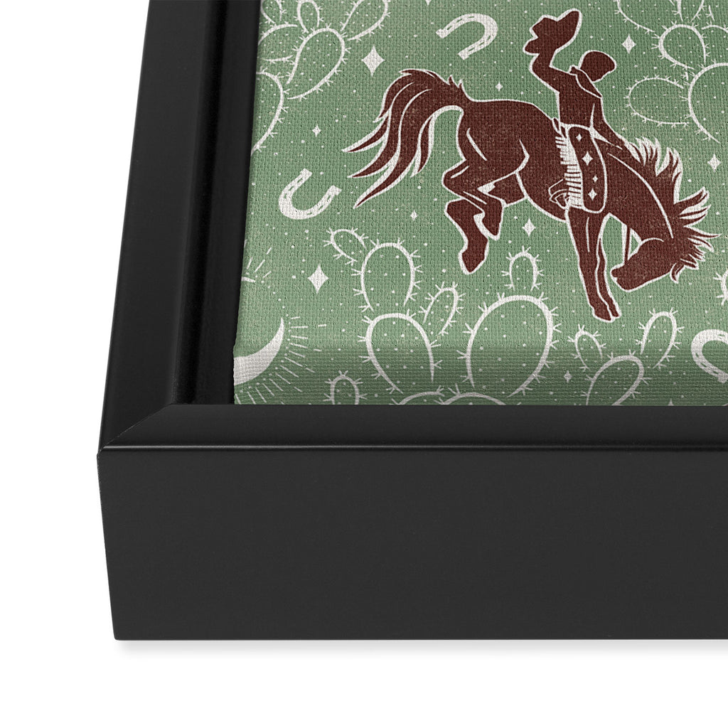 Cowboys and Cacti - sage Framed Canvas Print Gallery Image 3