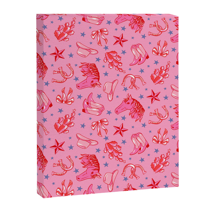 Cowgirl Christmas - pink and red Canvas Print Gallery Image 1