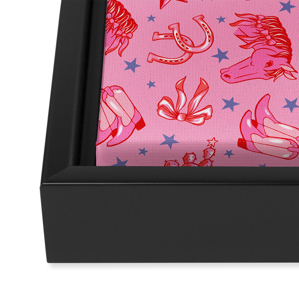 Cowgirl Christmas - pink and red Framed Canvas Print Gallery Image 3