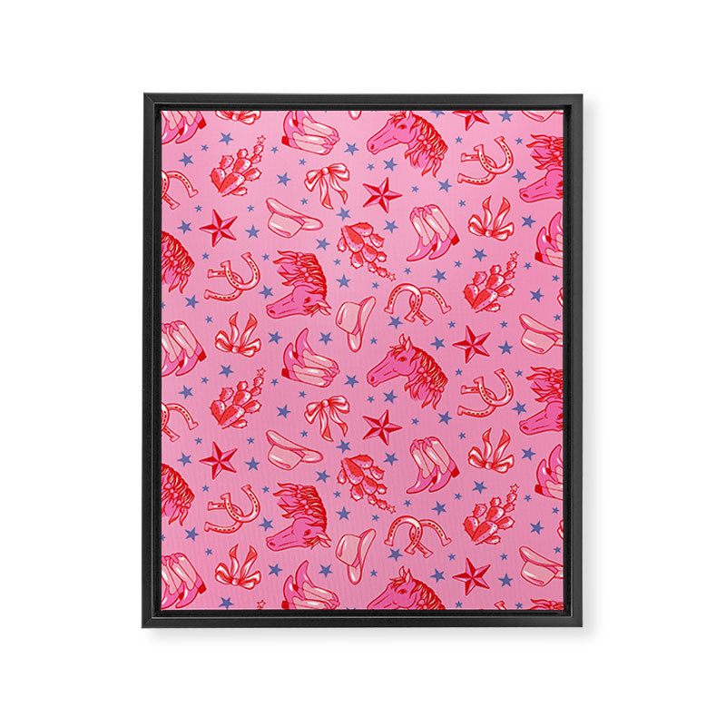 Cowgirl Christmas - pink and red Framed Canvas Print Gallery Image 8