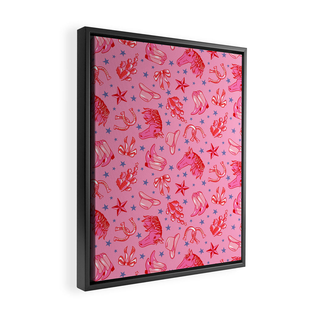 Cowgirl Christmas - pink and red Framed Canvas Print Gallery Image 2