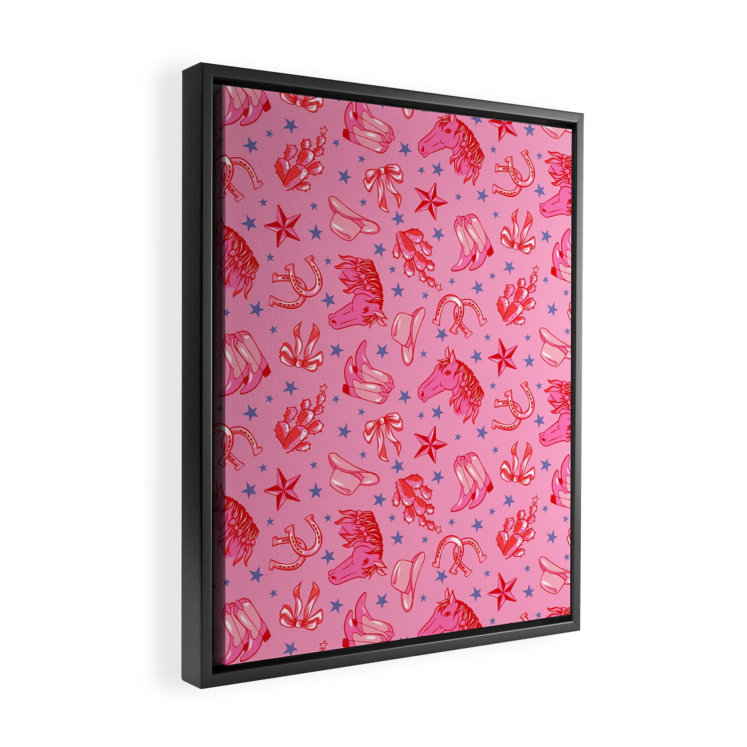 Cowgirl Christmas - pink and red Framed Canvas Print Gallery Image 2