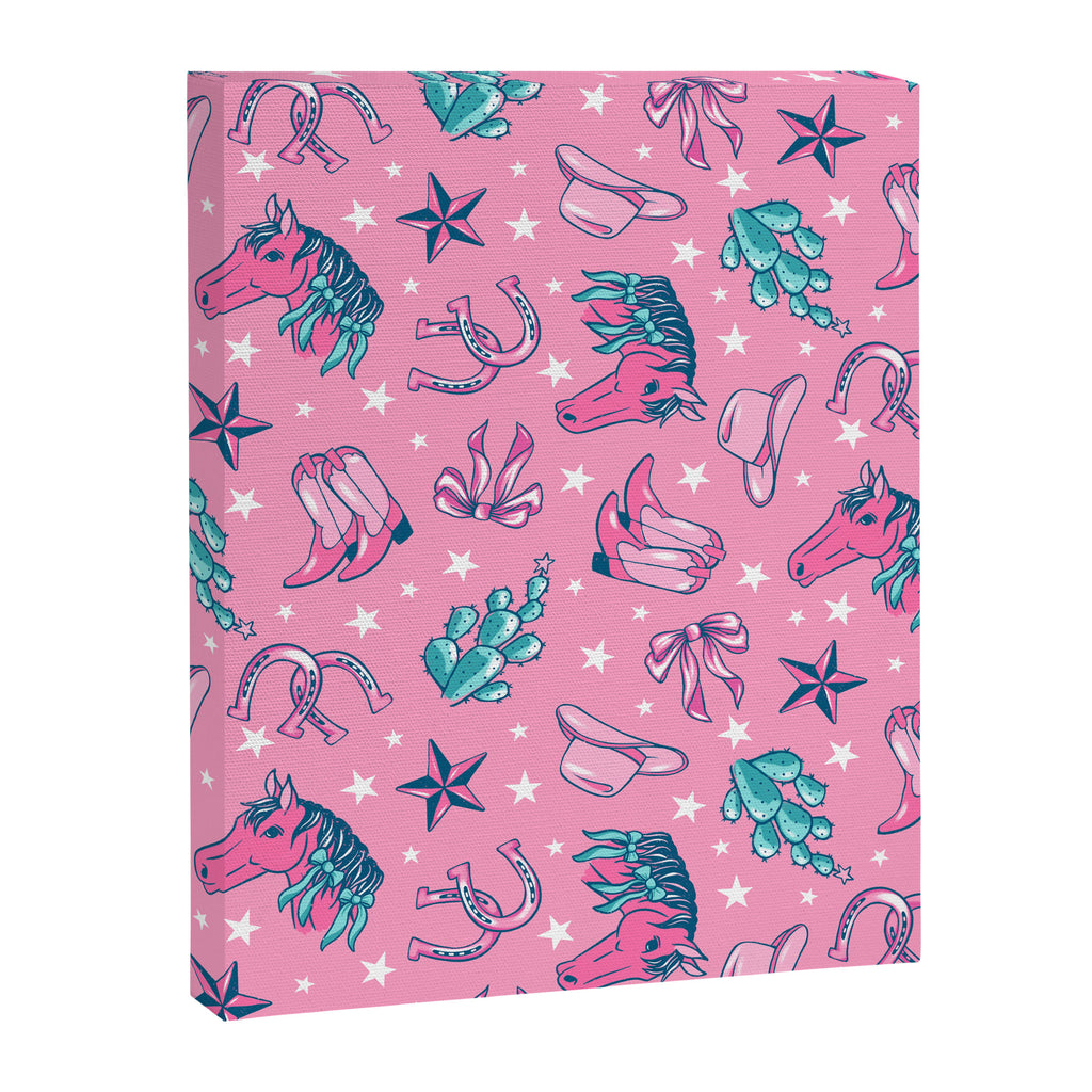 Cowgirl Christmas - pink and teal Canvas Print Gallery Image 8