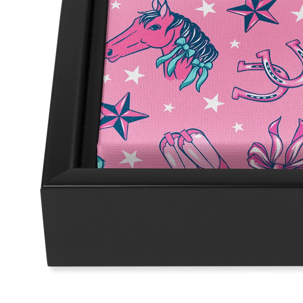 Cowgirl Christmas - pink and teal Framed Canvas Print Gallery Image 3