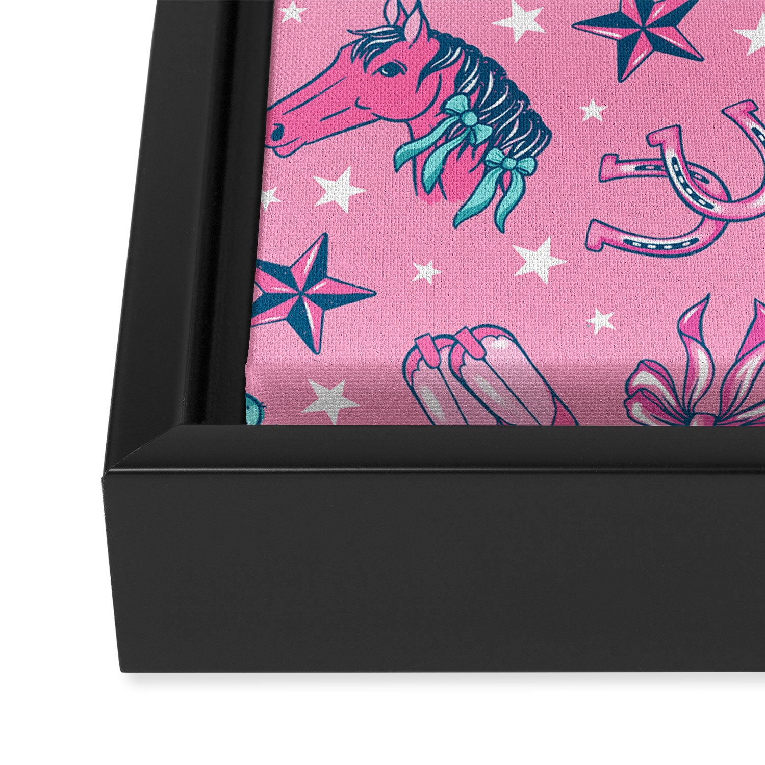 Cowgirl Christmas - pink and teal Framed Canvas Print Gallery Image 3