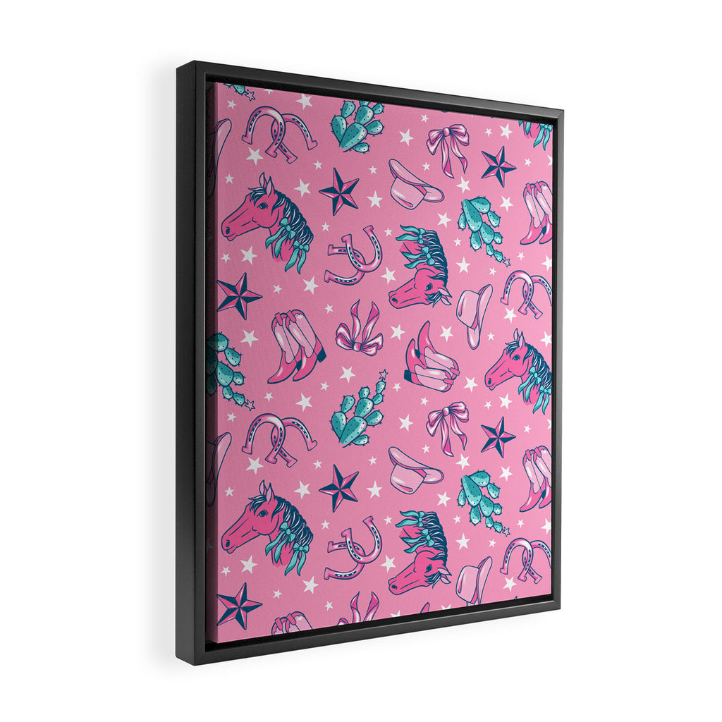 Cowgirl Christmas - pink and teal Framed Canvas Print Gallery Image 2
