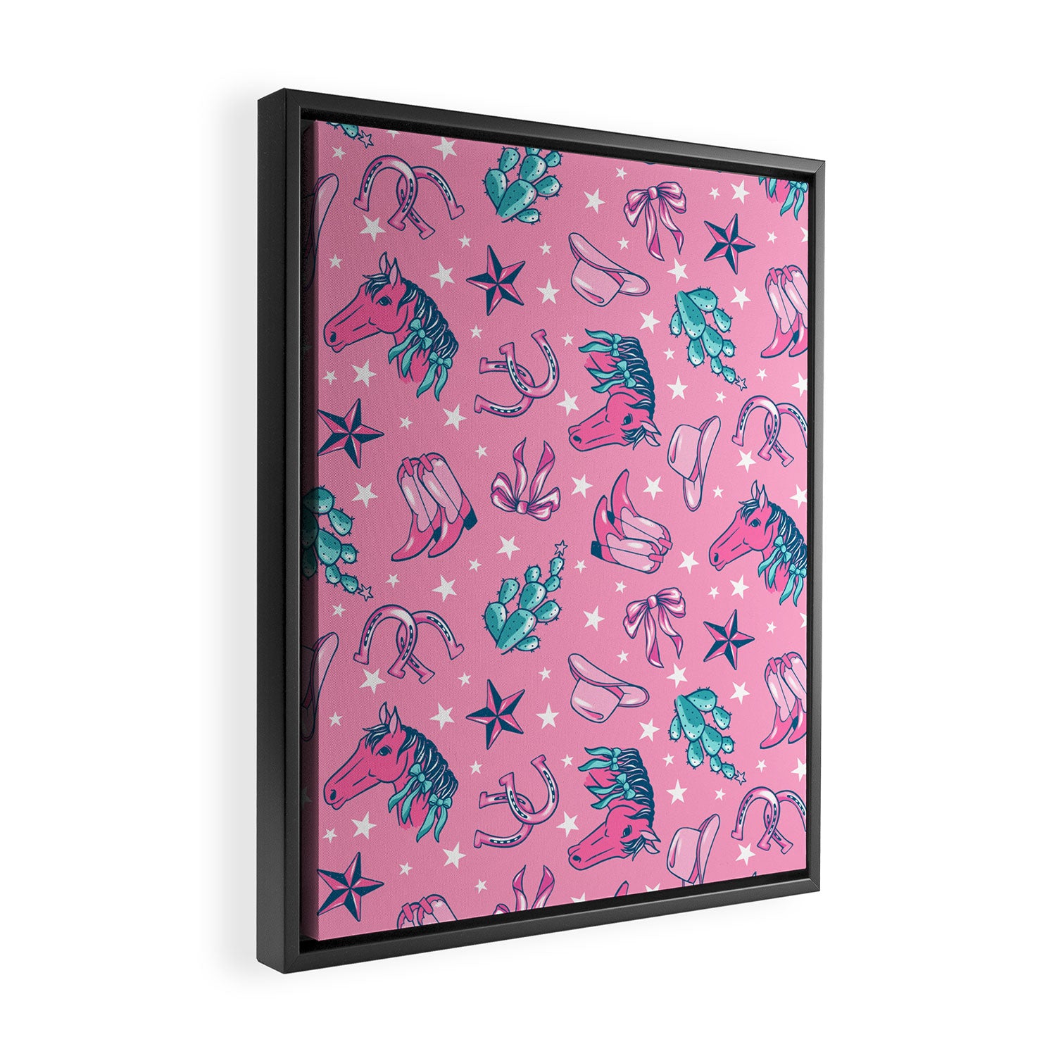 Cowgirl Christmas - pink and teal Framed Canvas Print Gallery Image 2