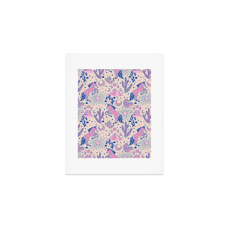 Desert Unicorn - pink and ultramarine  Art Print Gallery Image 1