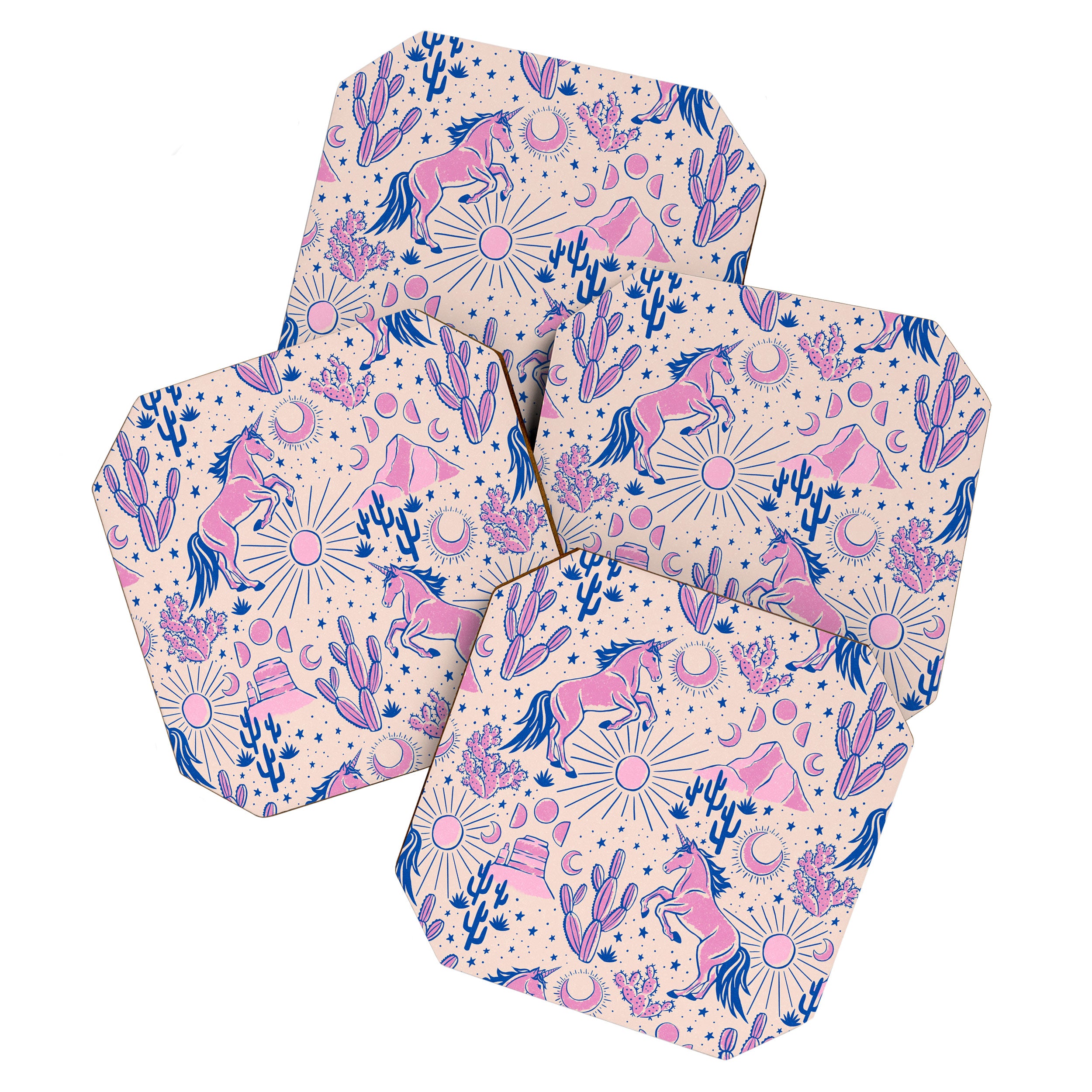 Desert Unicorn - pink and ultramarine  Coaster Gallery Image 1