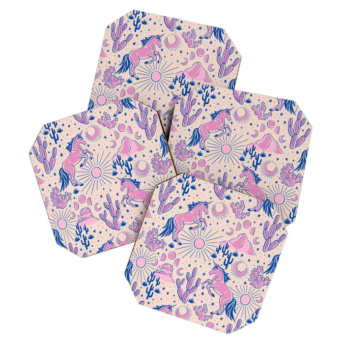 Desert Unicorn - pink and ultramarine  Coaster Gallery Image 1