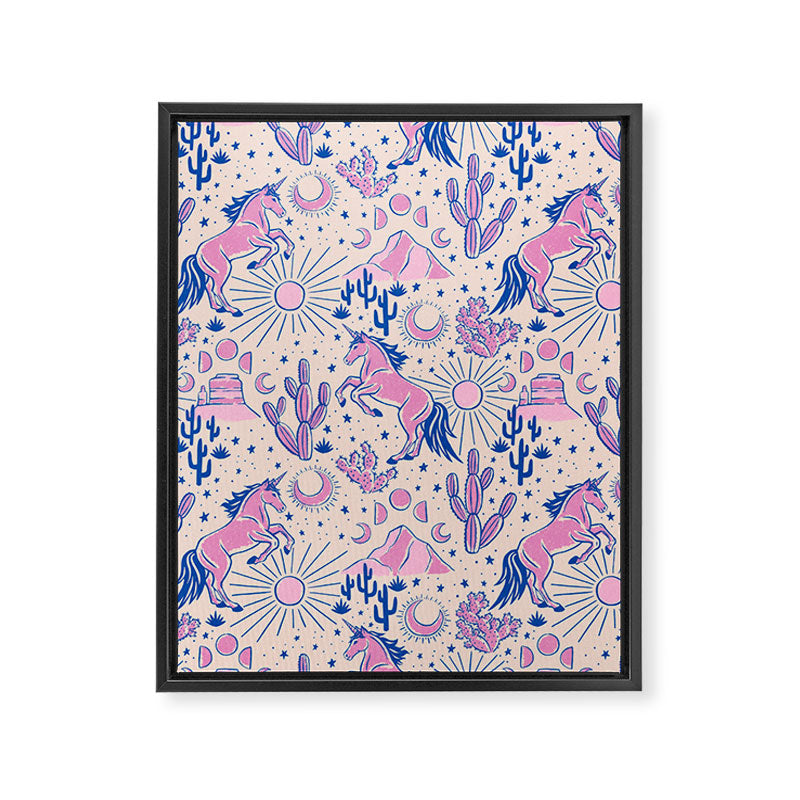 Desert Unicorn - pink and ultramarine  Framed Canvas Print Gallery Image 8