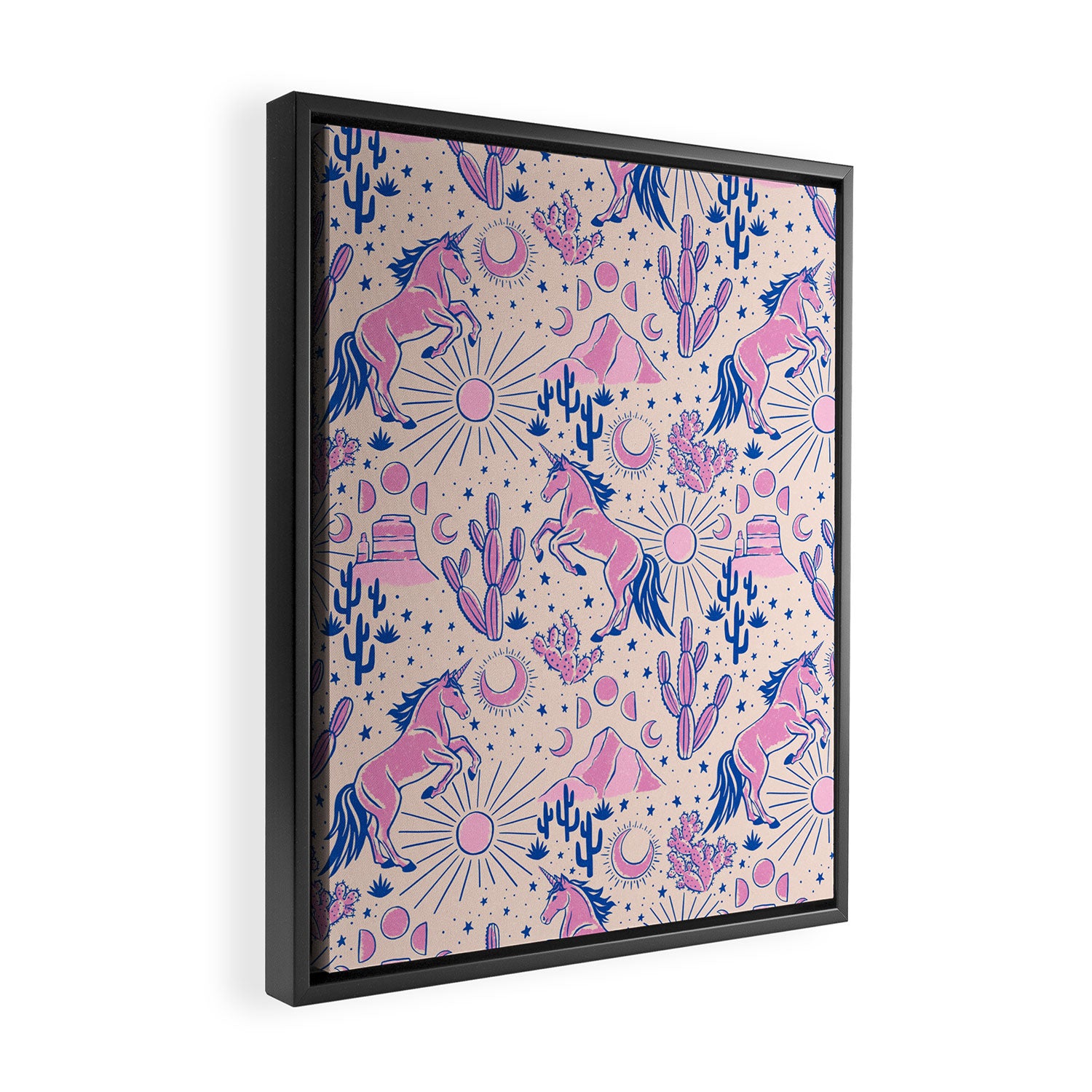 Desert Unicorn - pink and ultramarine  Framed Canvas Print Gallery Image 2