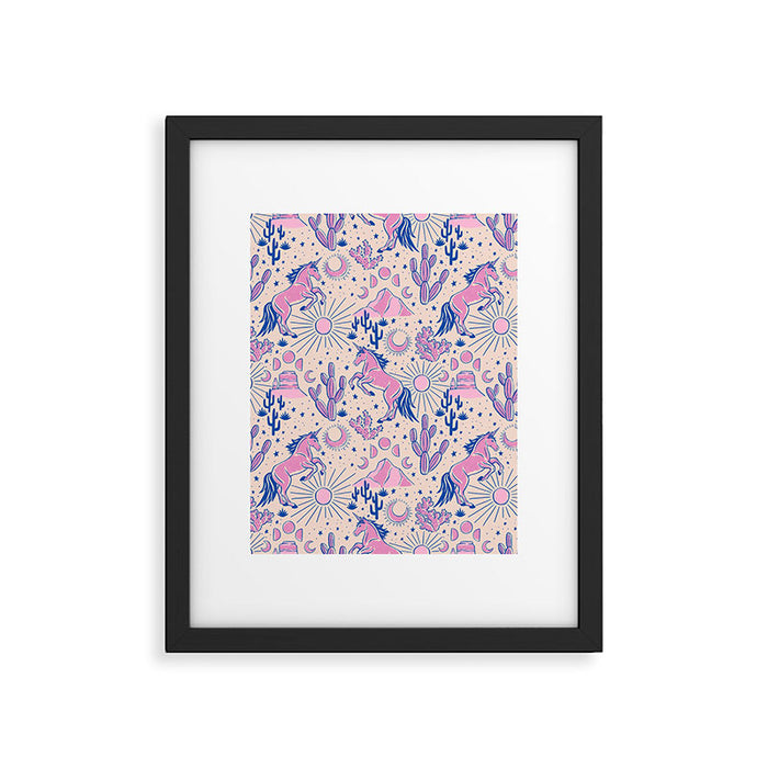 Desert Unicorn - pink and ultramarine  Framed Art Print Gallery Image 1