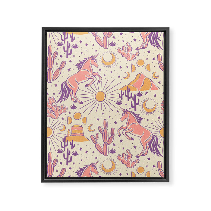 Desert Unicorn - Purple, pink, and gold Framed Canvas Print Gallery Image 1