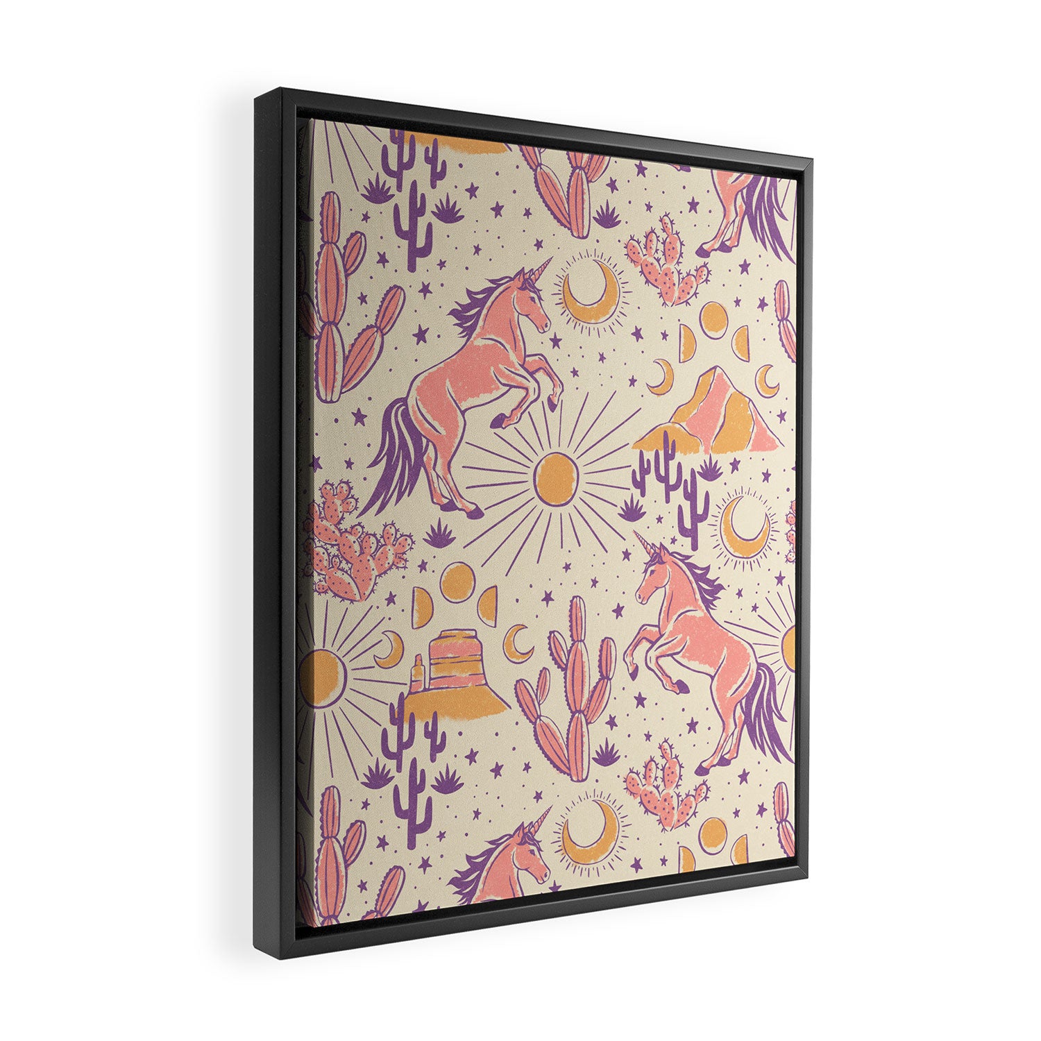 Desert Unicorn - Purple, pink, and gold Framed Canvas Print Gallery Image 2