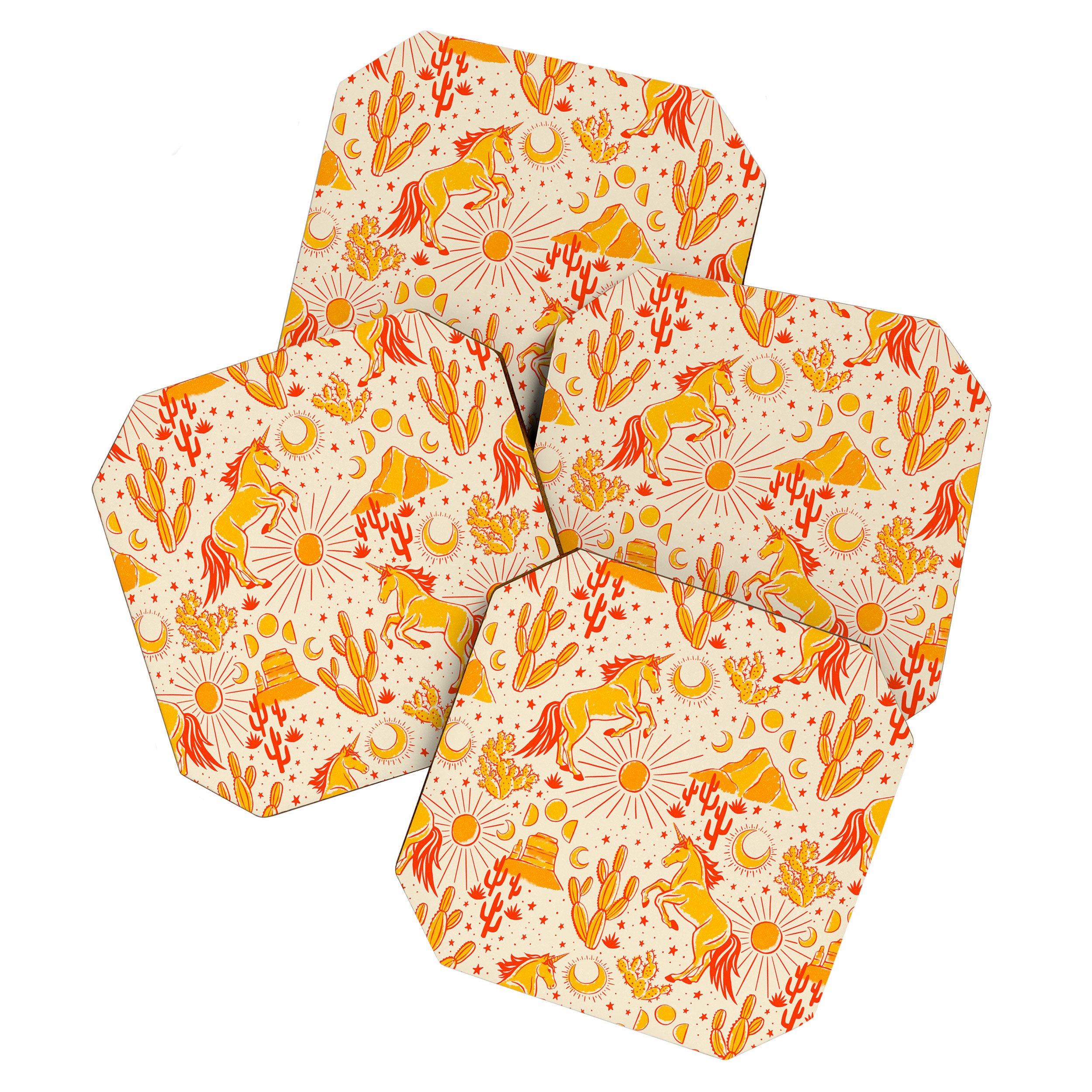 Desert Unicorn - yellow and red-orange Coaster Gallery Image 1