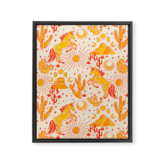Desert Unicorn - yellow and red-orange Framed Canvas Print Gallery Image 1