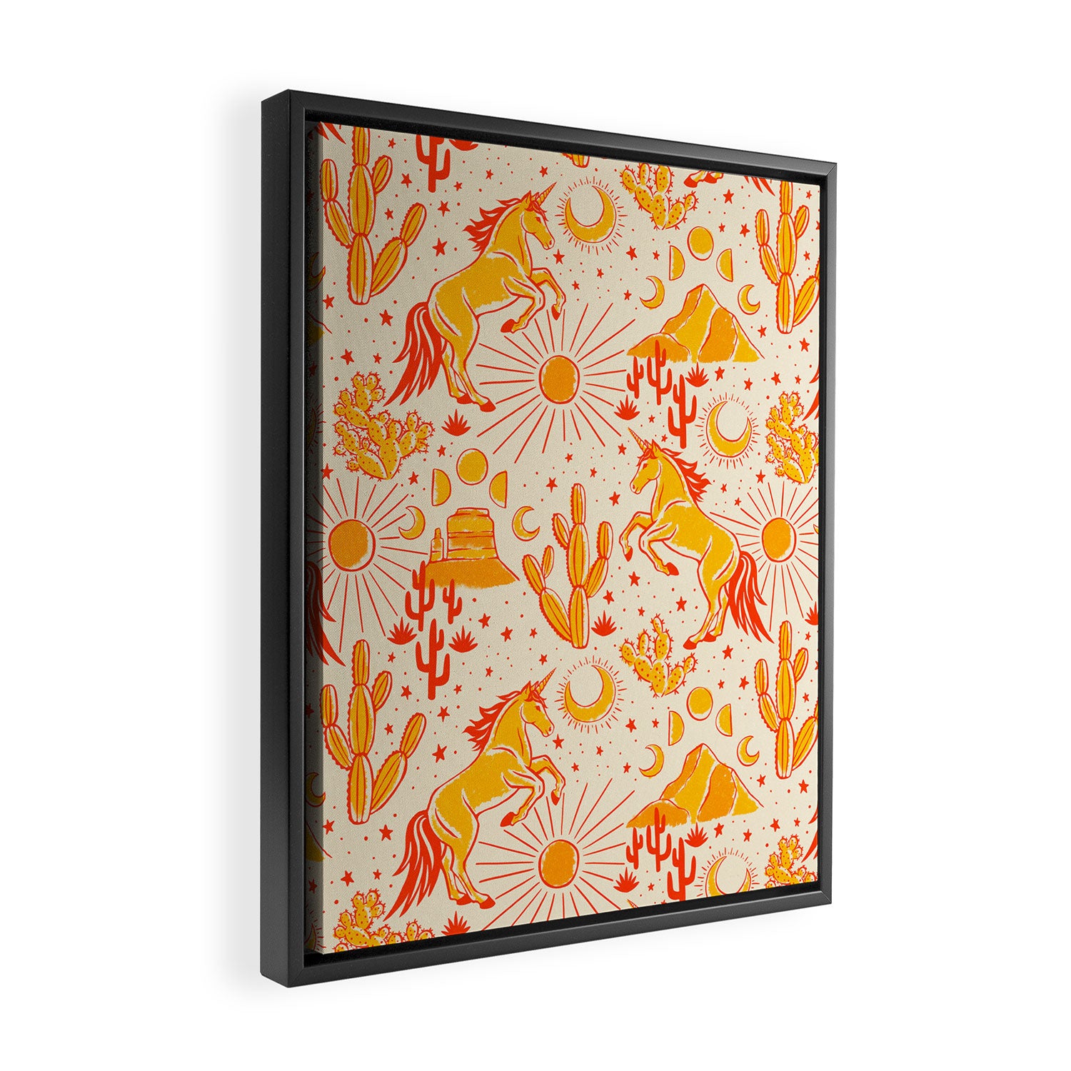 Desert Unicorn - yellow and red-orange Framed Canvas Print Gallery Image 2
