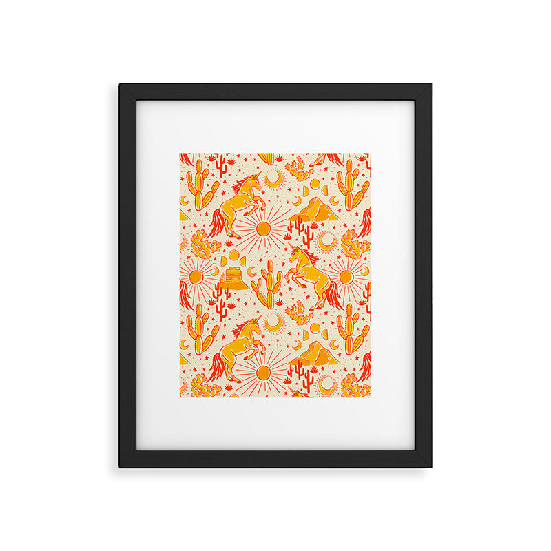 Desert Unicorn - yellow and red-orange Framed Art Print Gallery Image 6