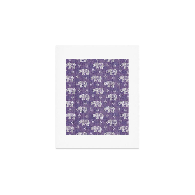 Elephants on Linen - Amethyst Art Print Gallery Image 1
