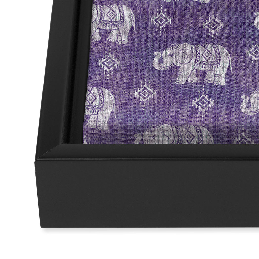 Elephants on Linen - Amethyst Framed Canvas Print Gallery Image 3