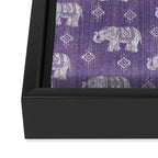 Elephants on Linen - Amethyst Framed Canvas Print Gallery Image 3