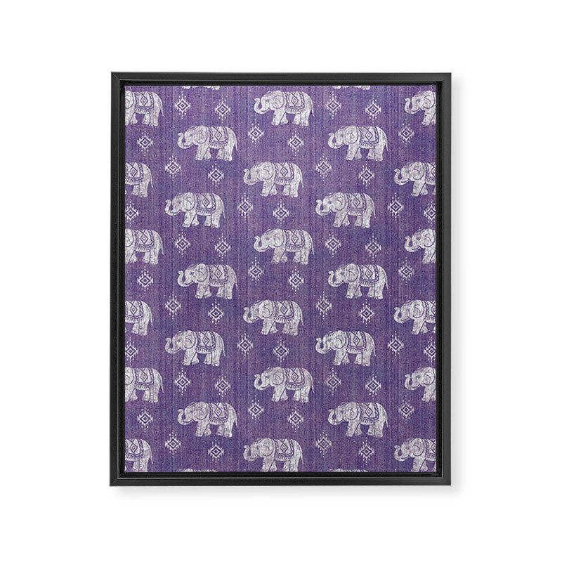 Elephants on Linen - Amethyst Framed Canvas Print Gallery Image 8