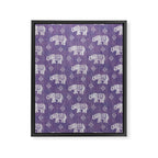 Elephants on Linen - Amethyst Framed Canvas Print Gallery Image 8