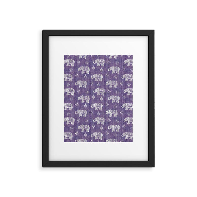 Elephants on Linen - Amethyst Framed Art Print Gallery Image 6