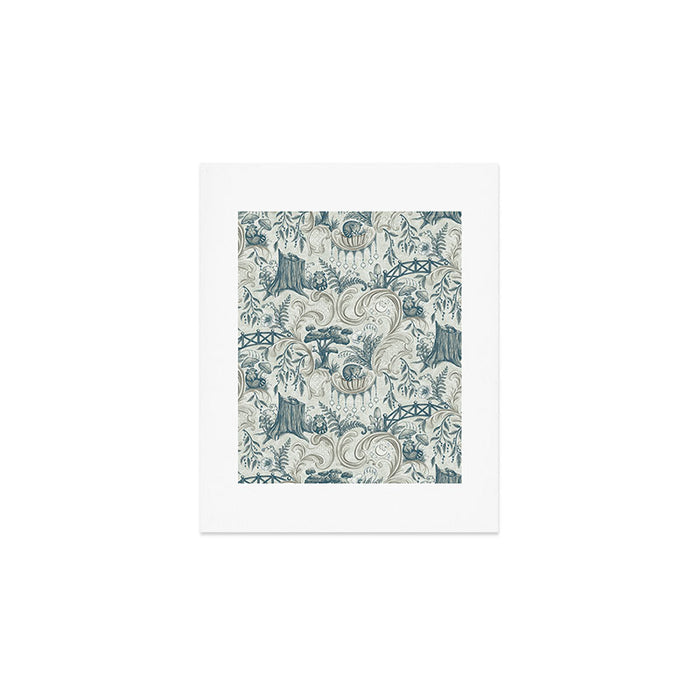 Fairytale Forest Raccoons - charming blue Art Print Gallery Image 1