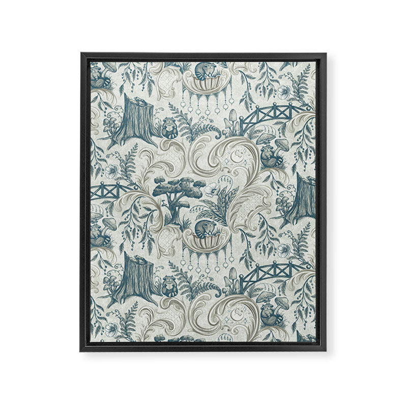 Fairytale Forest Raccoons - charming blue Framed Canvas Print Gallery Image 8