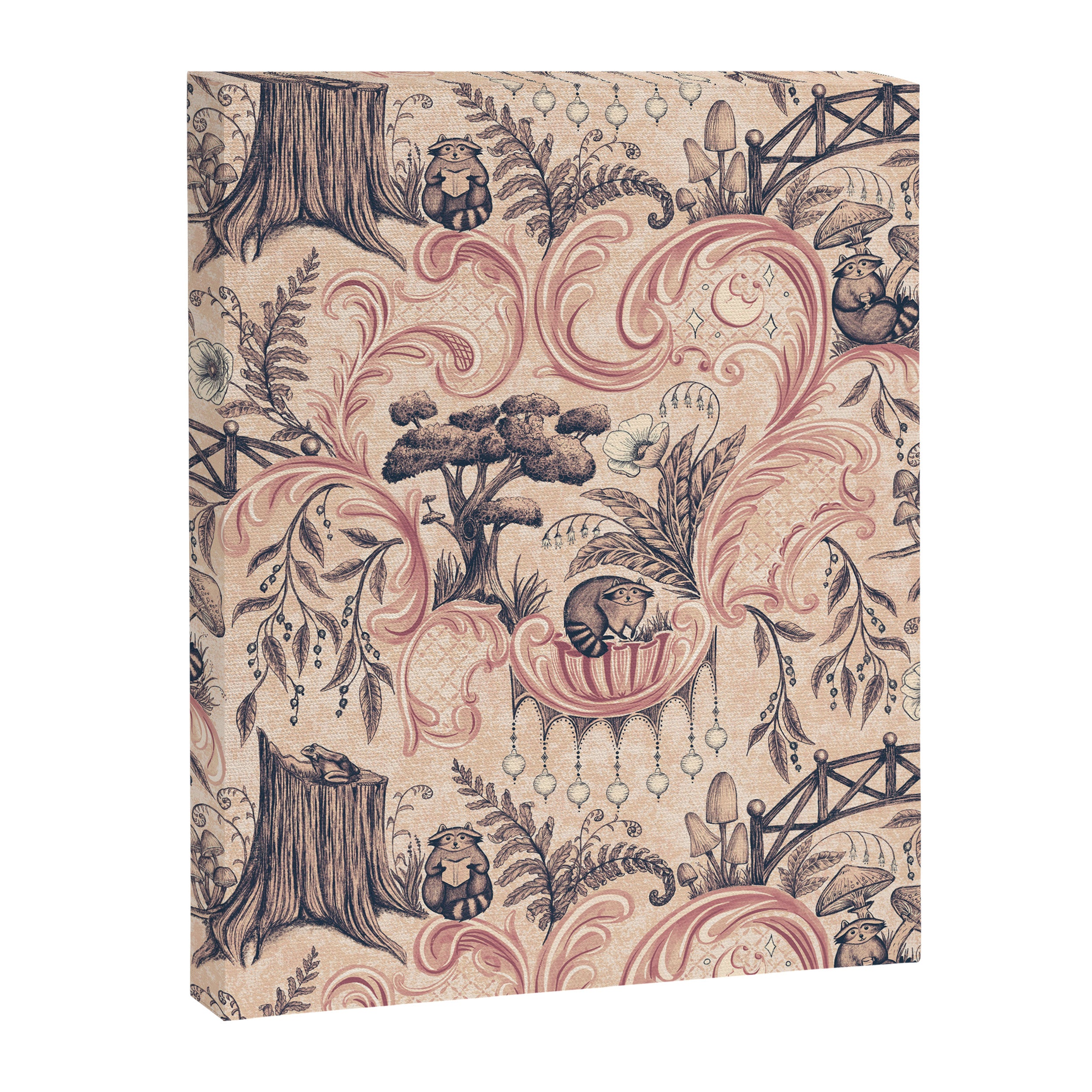 Fairytale Forest Raccoons - pink Canvas Print Gallery Image 8