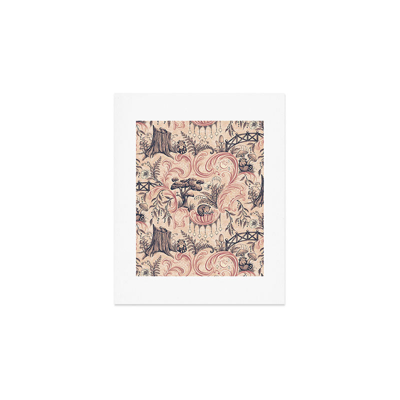 Fairytale Forest Raccoons - pink Art Print Gallery Image 1