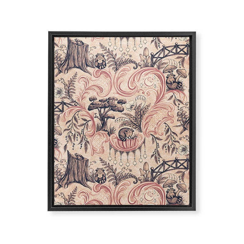 Fairytale Forest Raccoons - pink Framed Canvas Print Gallery Image 8