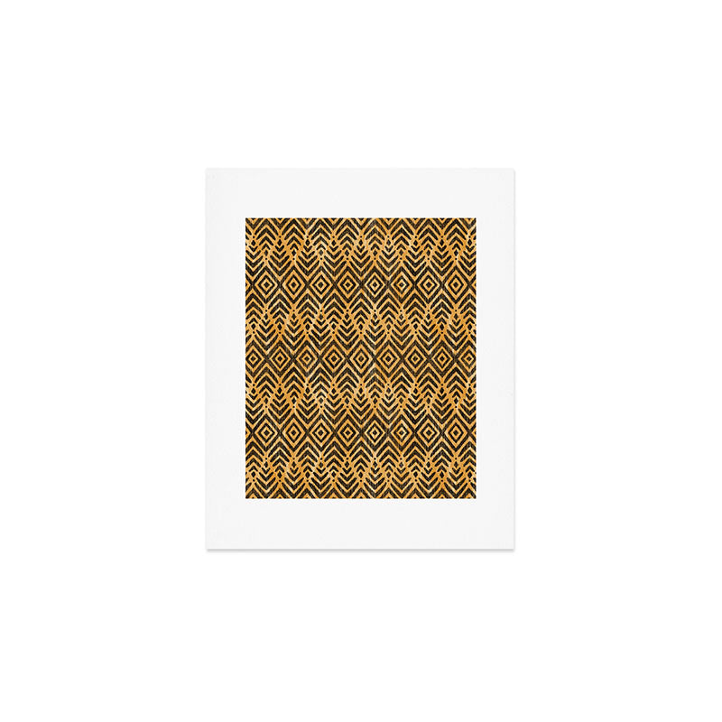 Feather Ikat - Marigold and black Art Print Gallery Image 1