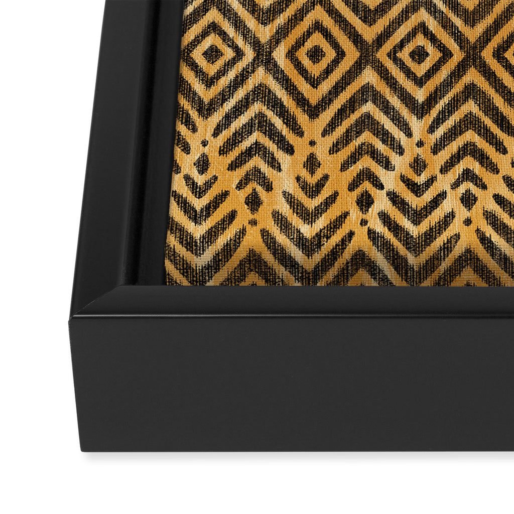 Feather Ikat - Marigold and black Framed Canvas Print Gallery Image 3