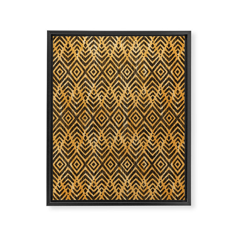 Feather Ikat - Marigold and black Framed Canvas Print Gallery Image 8