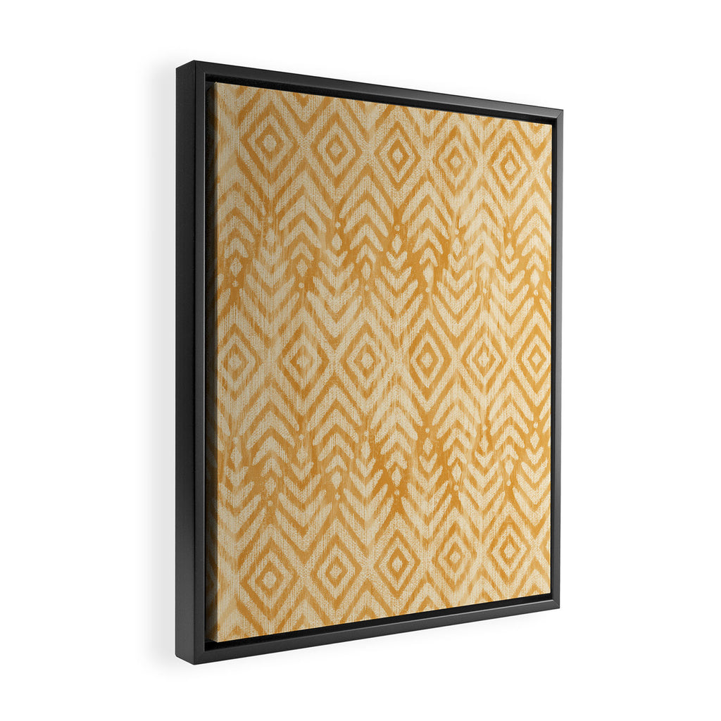 Feather Ikat - marigold and cream  Framed Canvas Print Gallery Image 2