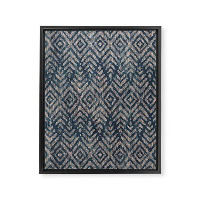 Feather Ikat - midnight desert Framed Canvas Print Gallery Image 1