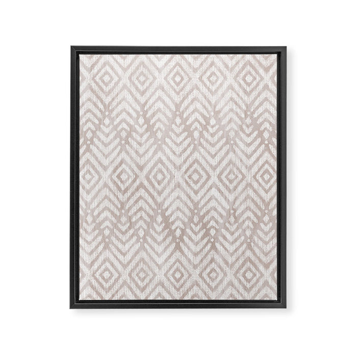 Feather Ikat - Taupe Framed Canvas Print Gallery Image 1