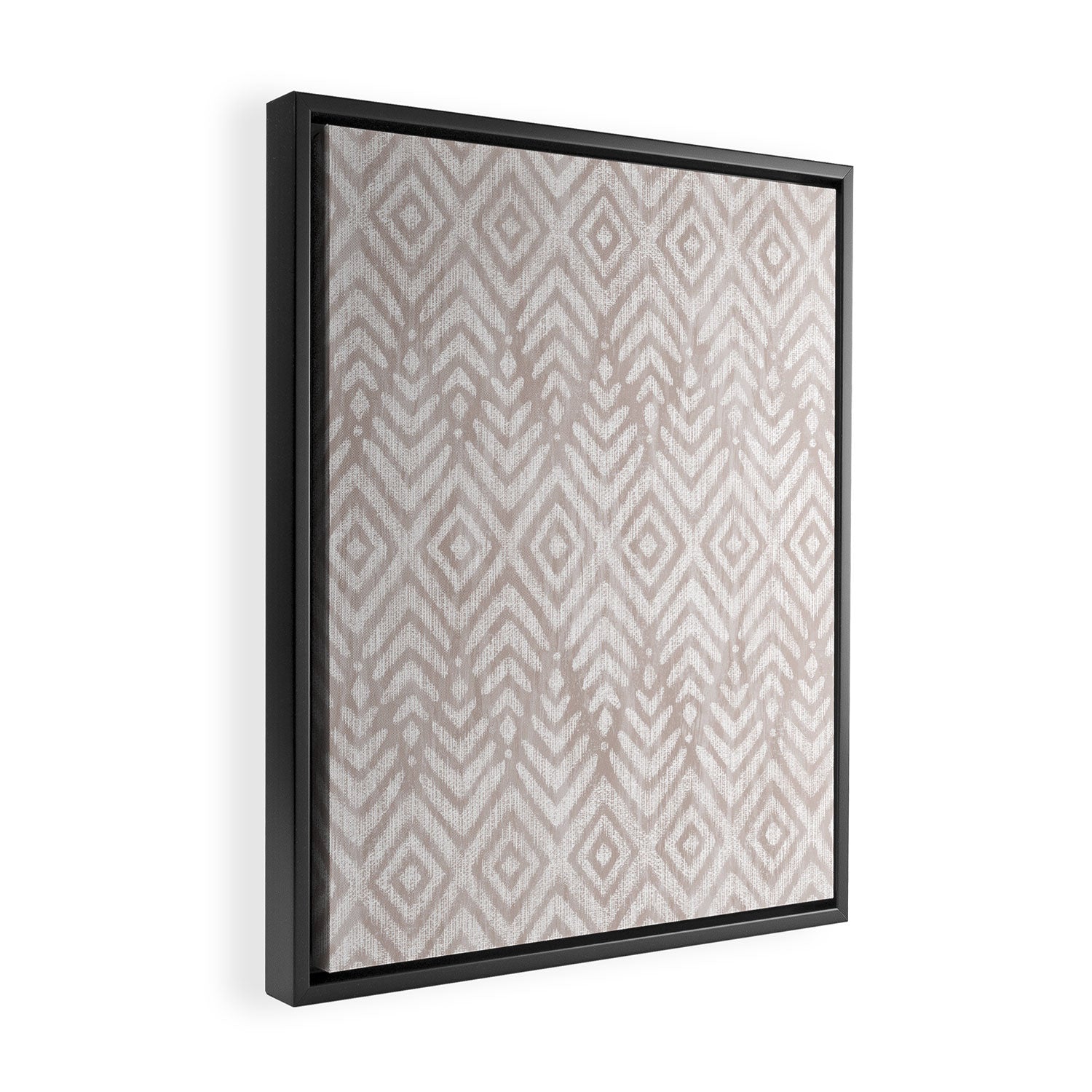 Feather Ikat - Taupe Framed Canvas Print Gallery Image 2
