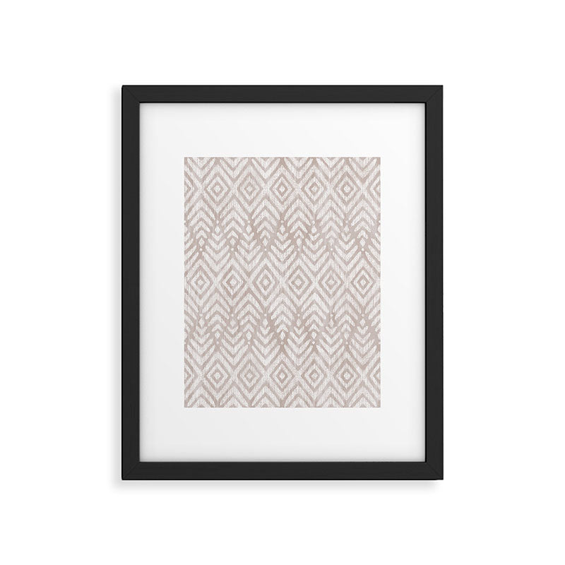 Feather Ikat - Taupe Framed Art Print Gallery Image 6